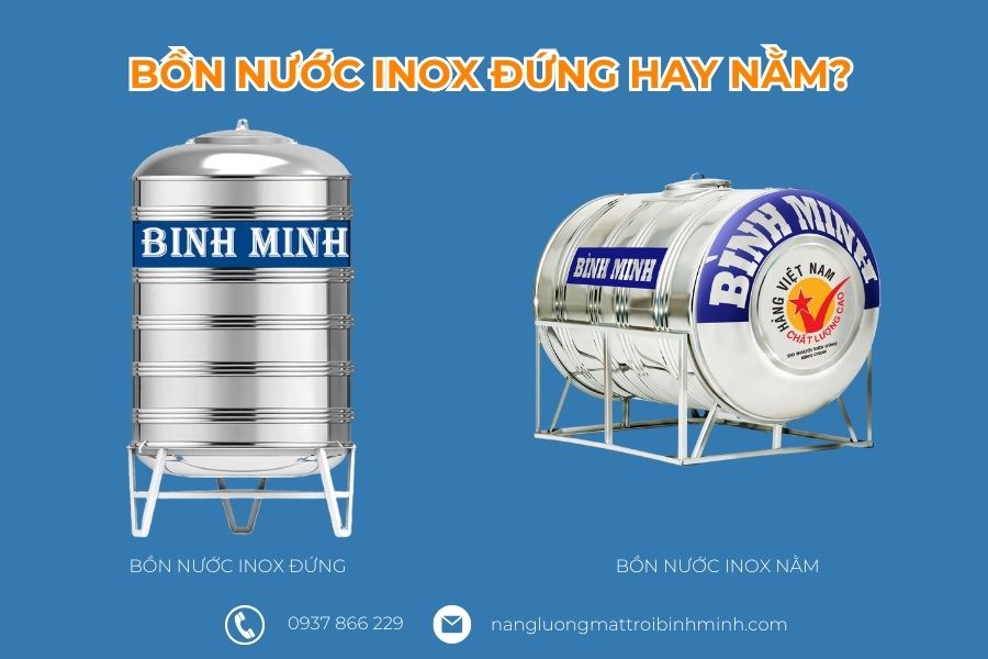 Tìm hiểu về kích thước bồn nước inox Bình Minh tiêu chuẩn 6 Bồn nước inox Đứng hay nằm