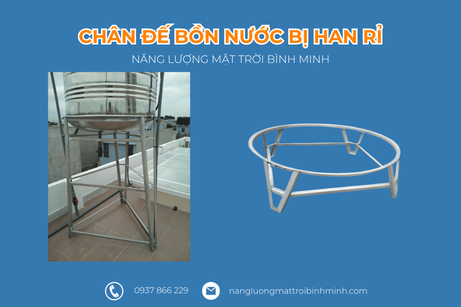 lỗi chân đế bồn nước inox bị han rỉ