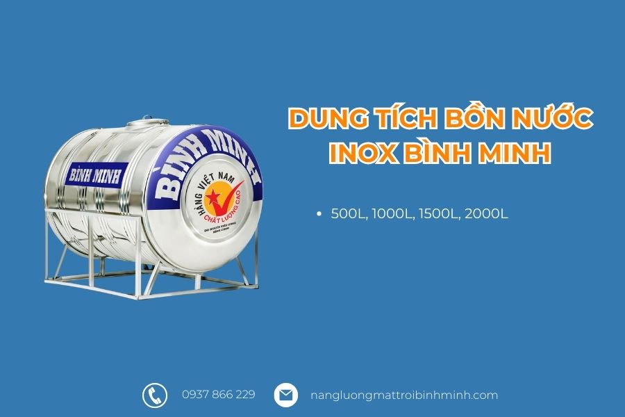 Tìm hiểu về kích thước bồn nước inox Bình Minh tiêu chuẩn 7 Dung tích bồn nước inox Bình Minh. Kích thước bồn nước inox Bình Minh