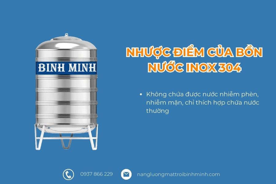 Khám phá ưu nhược điểm của bồn nước inox SUS 304 7 Nhược điểm bồn nước inox SUS 304
