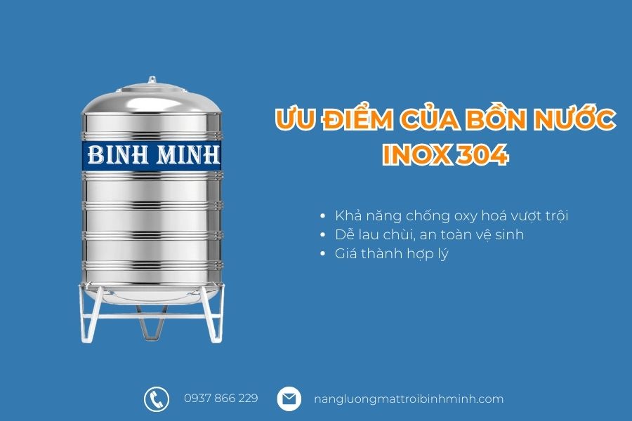 ƯU ĐIỂM CỦA BỒN NƯỚC INOX SUS 304