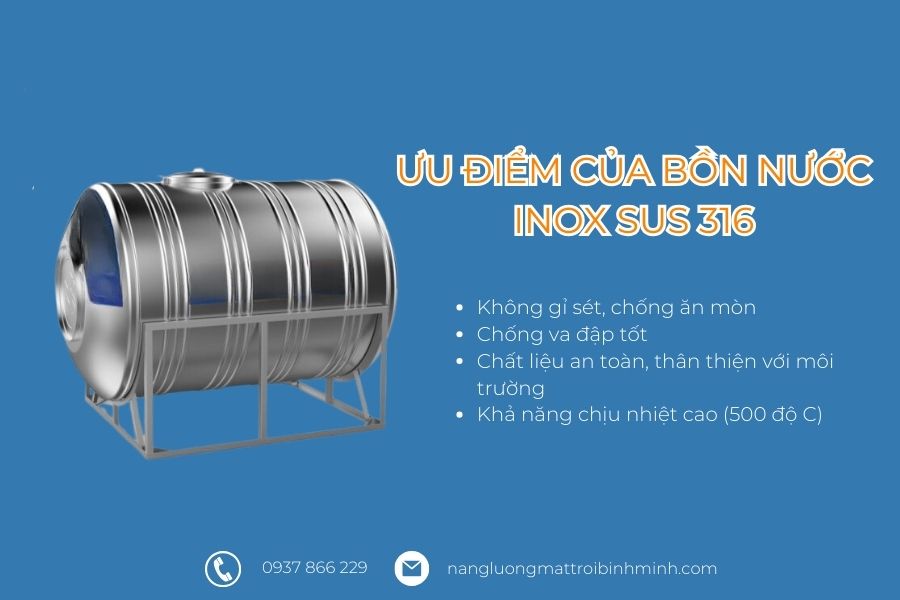 Ưu điểm bồn nước inox SUS 316