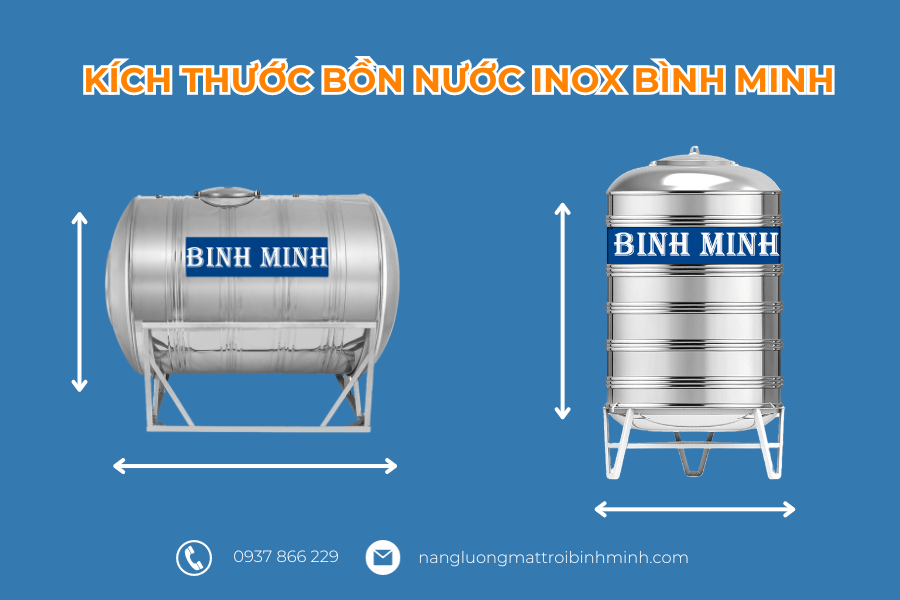 Chi tiết về kích thước bồn nước inox Bình Minh 9 Kích thước bồn nước inõ Bình Minh
