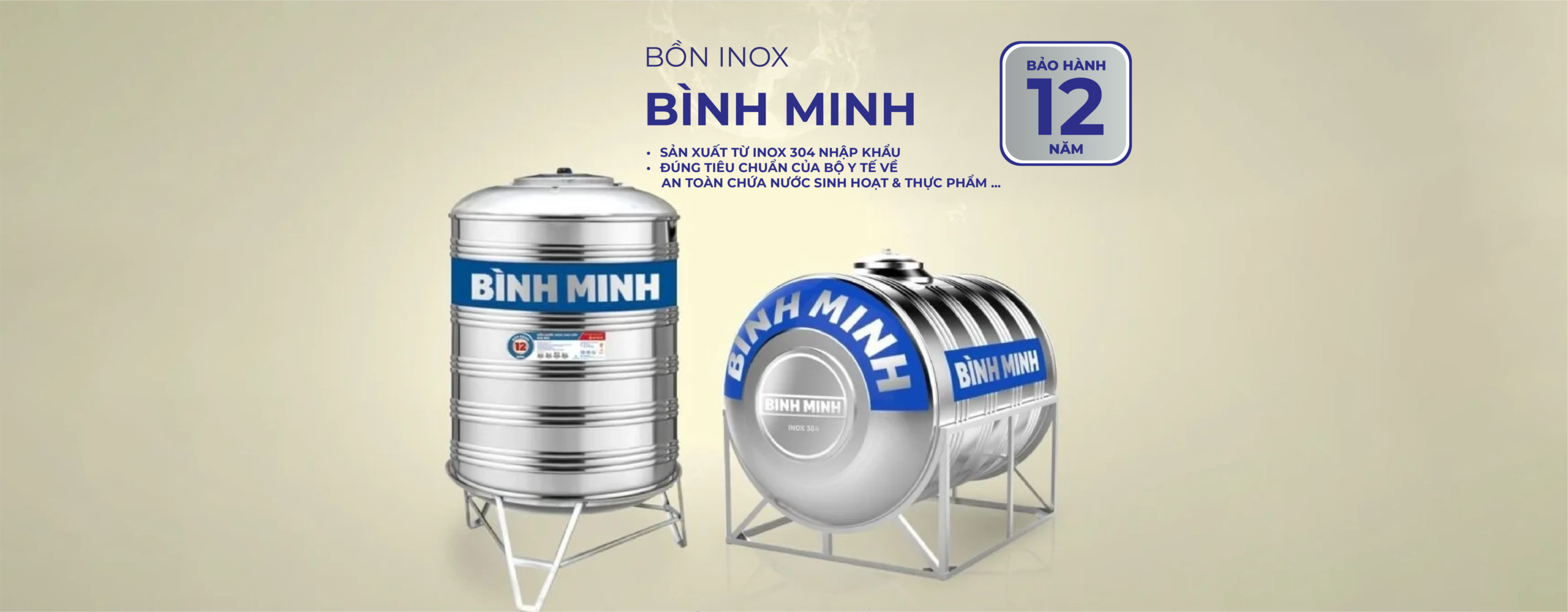 banner bồn nước inox bình minh